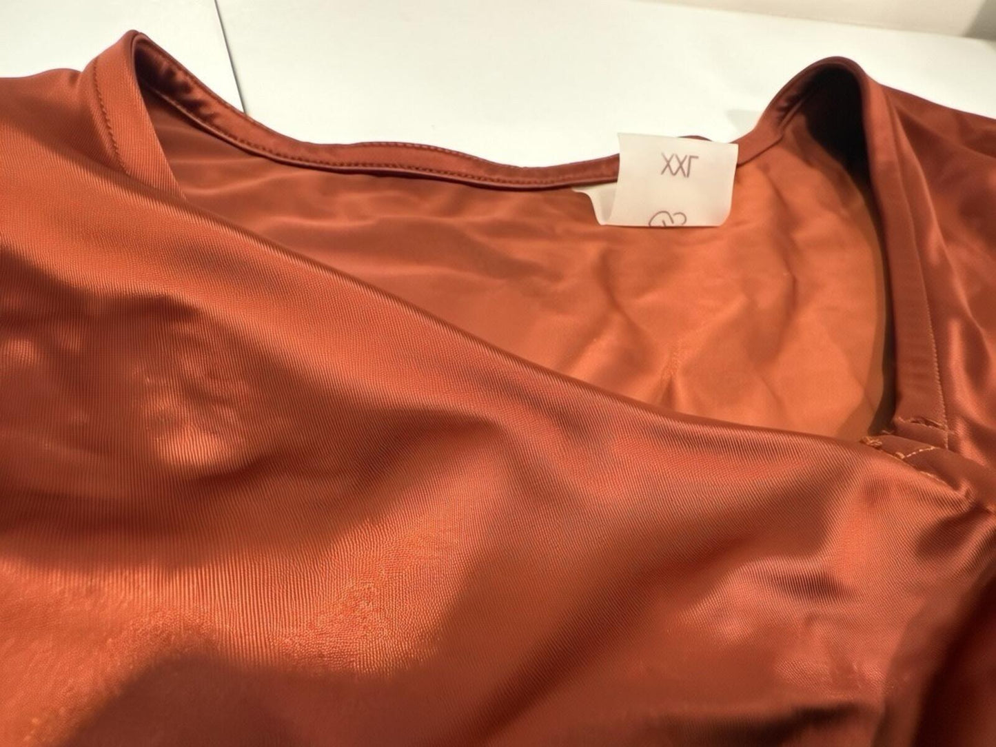Calia Women Ruched RashGuard RedBrown LongSleeve CropTop2XL - SoleAna