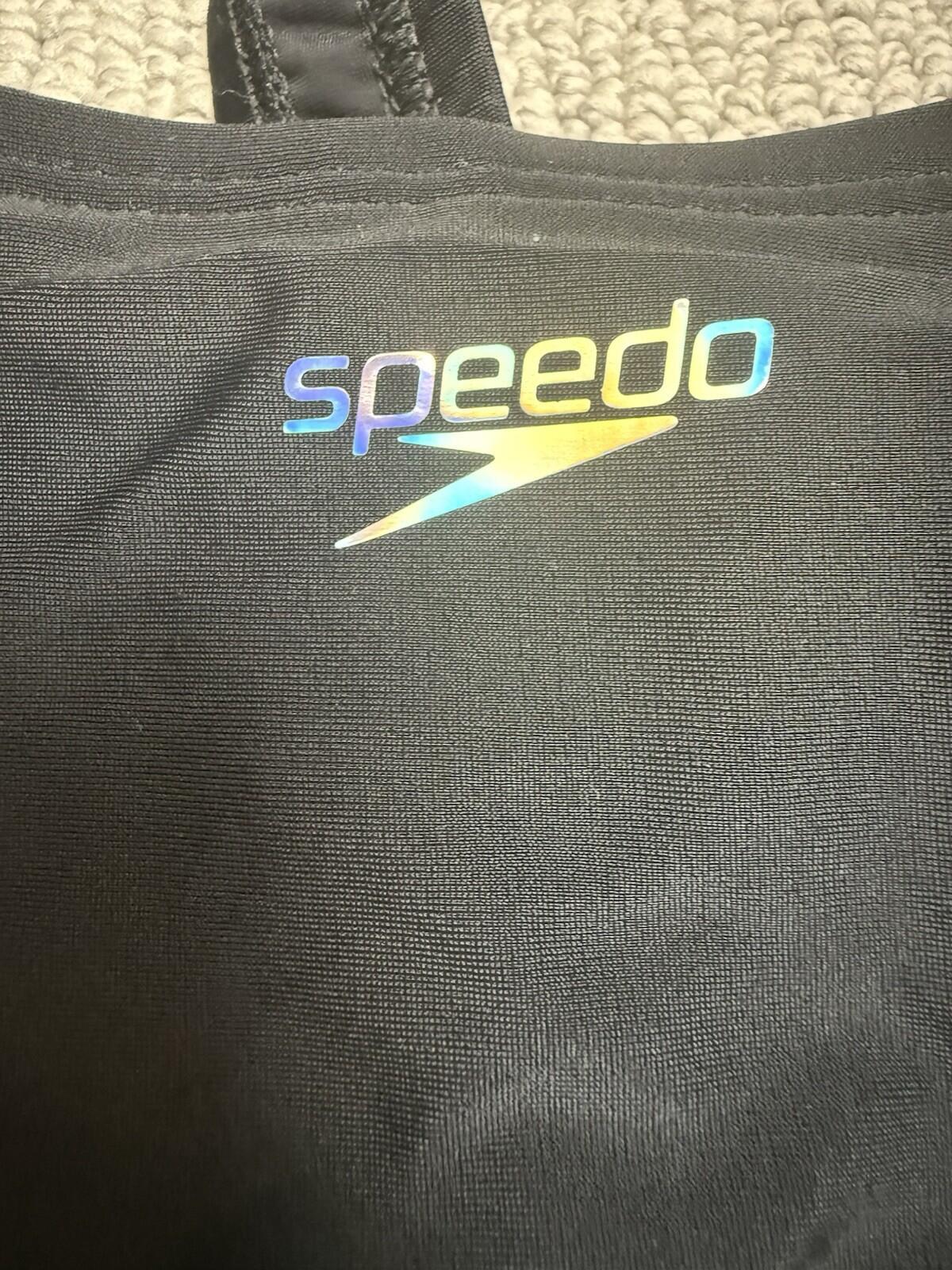 Speedo Women's Quantum Fusion Splice One Piece Swimsuit Size 8 Black / White - SoleAna