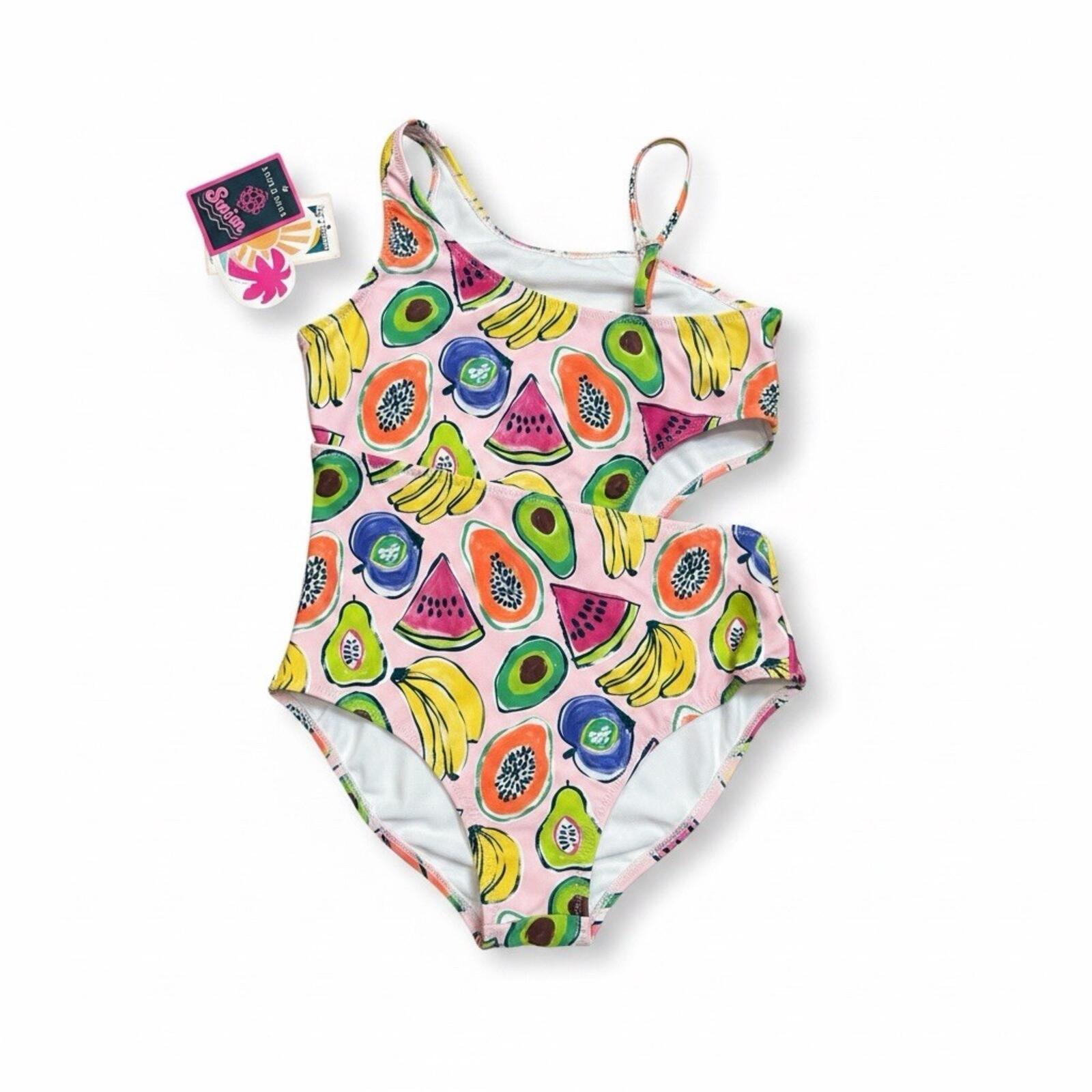 Andy & Evan Girls Large 12 - 14 Multicolor Watercolor Fruit One Piece Swimsuit - SoleAna