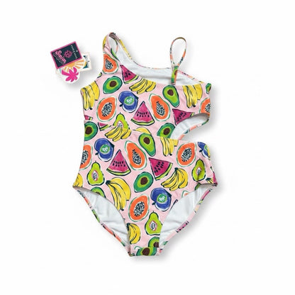 Andy & Evan Girls Large 12 - 14 Multicolor Watercolor Fruit One Piece Swimsuit - SoleAna