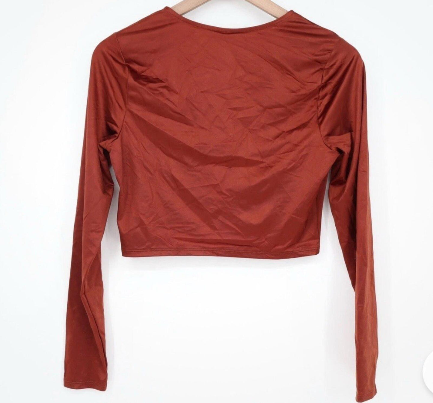 Calia Women Ruched RashGuard RedBrown LongSleeve CropTop2XL - SoleAna
