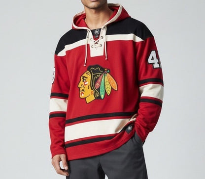 Chicago Blackhawk’s Superior 47 lacer hoodie Black And Red Men’s 2XL - SoleAna