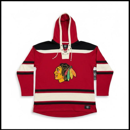 Chicago Blackhawk’s Superior 47 lacer hoodie Black And Red Men’s 2XL - SoleAna