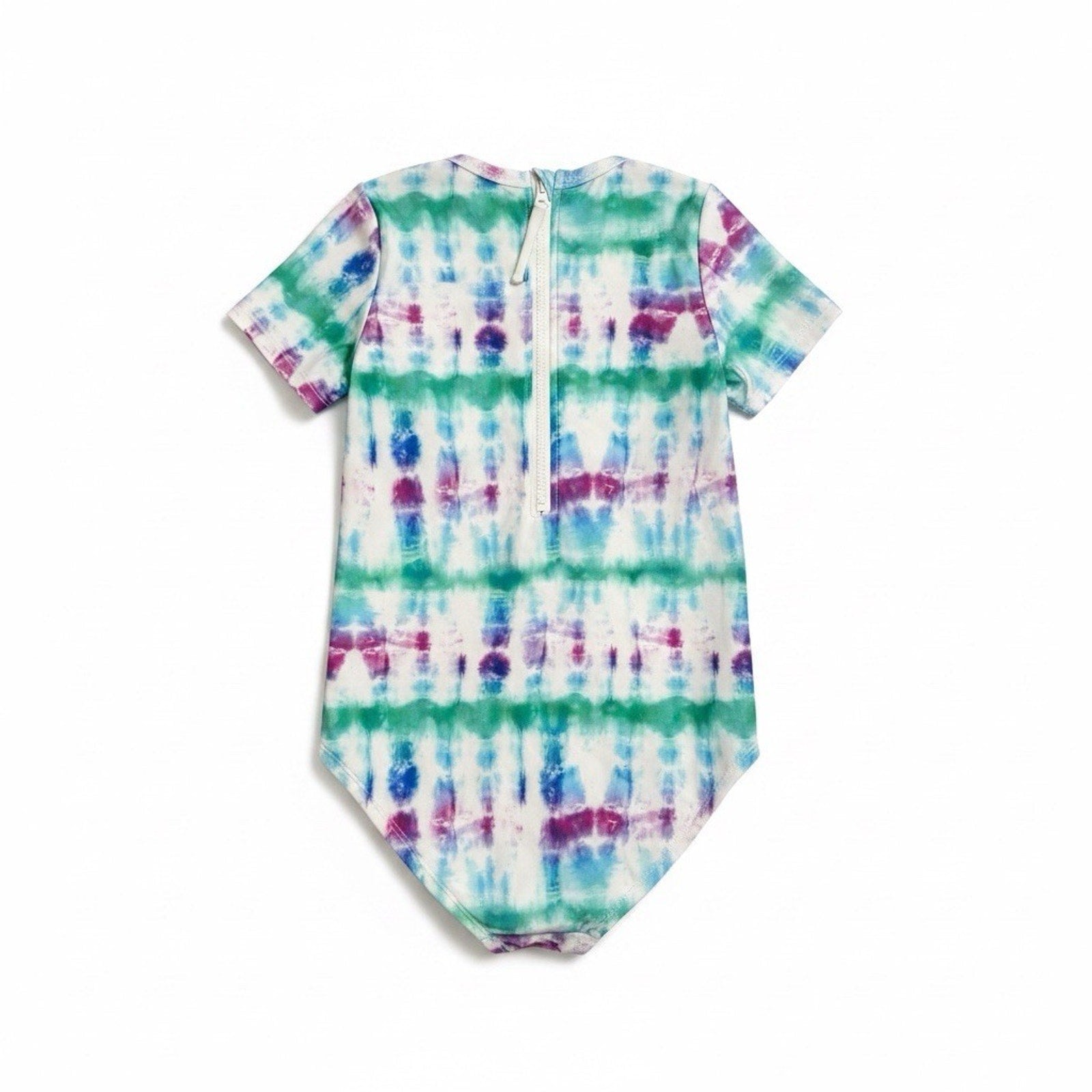 DSG Girls Large Short Sleeve One Piece Swimsuit Tide Dye Multi UV Protection NWT - SoleAna