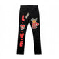 L.O.V.E. Apparel Jeans Mens SIZE 32 Black Hearts Distressed Skinny - SoleAna
