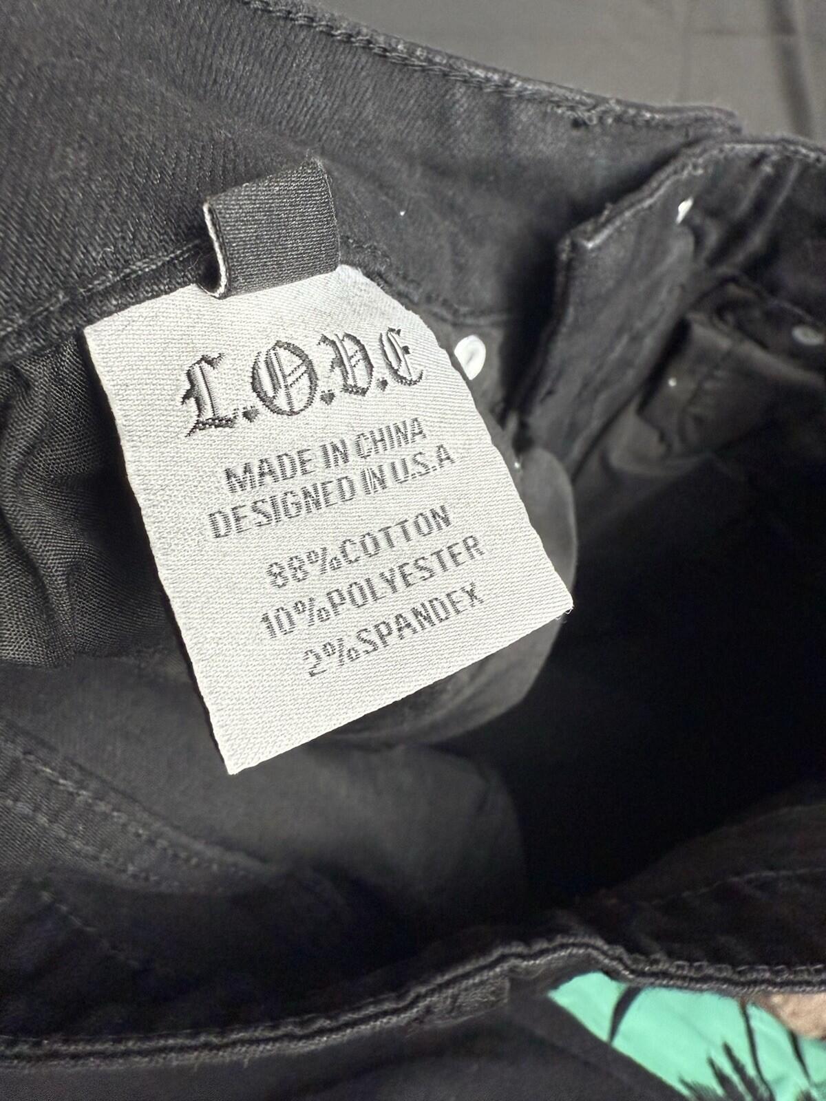 L.O.V.E. Apparel Jeans Mens SIZE 32 Black Hearts Distressed Skinny - SoleAna