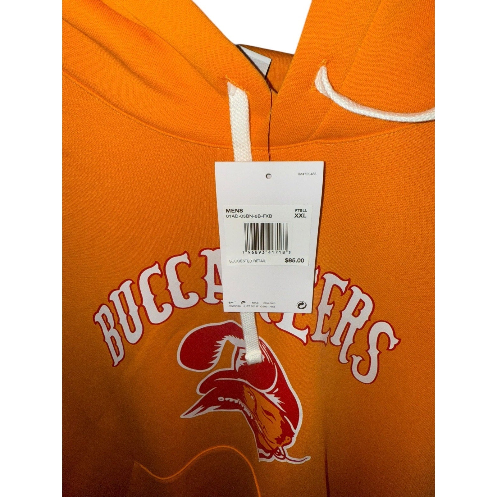 Mens Tampa Bay Buccaneers Nike Orange Throwback Club Pull over Hoodie - SoleAna