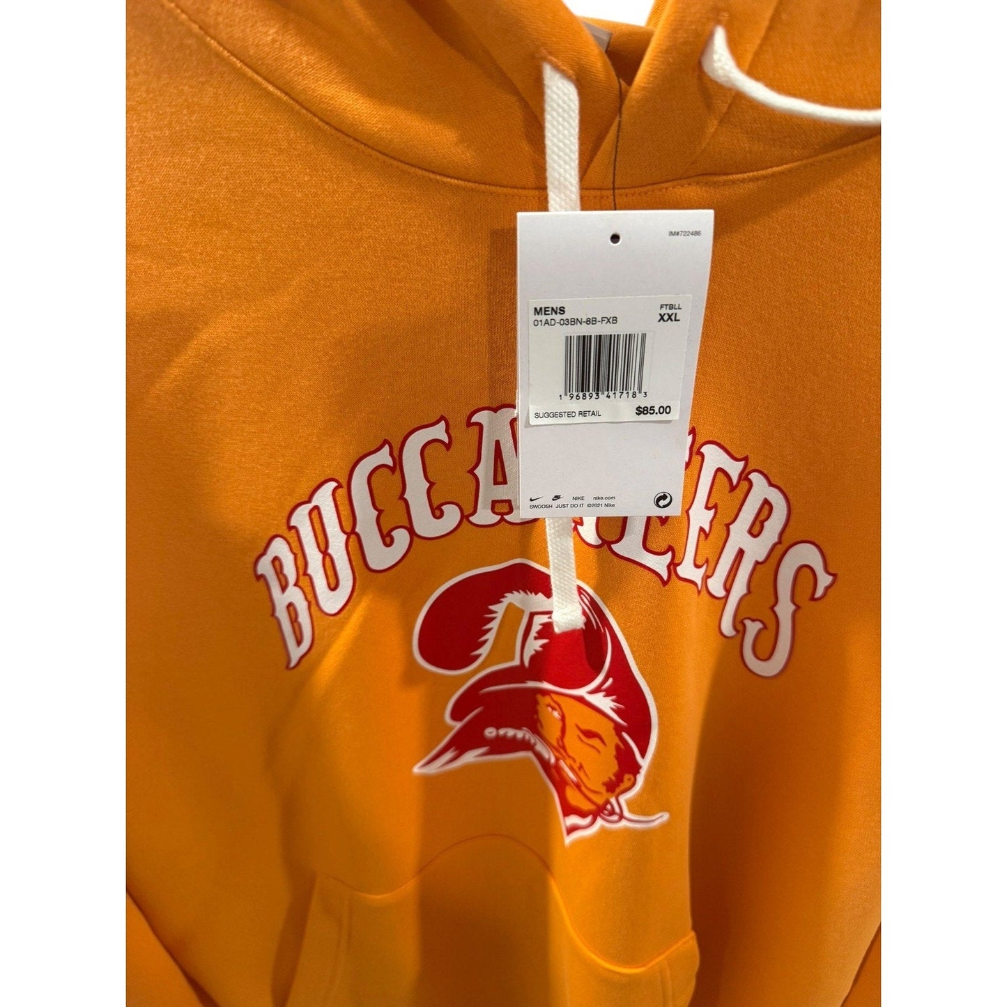 Mens Tampa Bay Buccaneers Nike Orange Throwback Club Pull over Hoodie - SoleAna