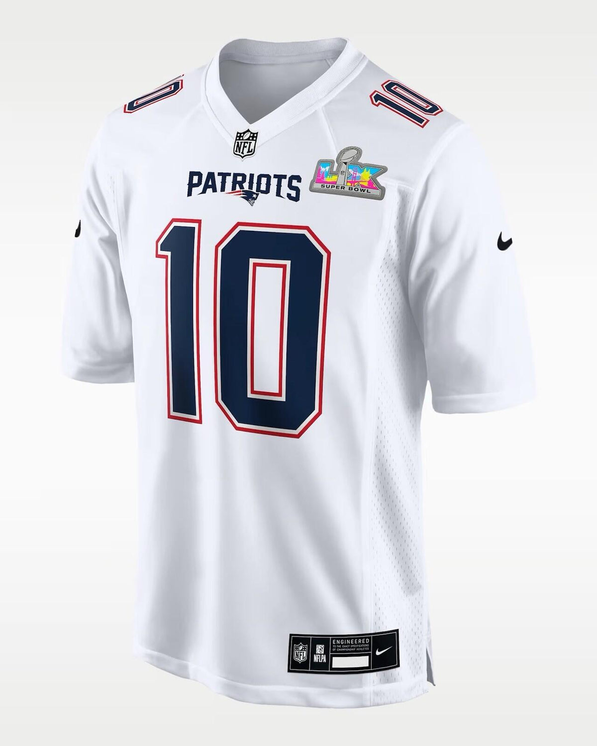 Nike Drake Maye Super Bowl White Fashion Jersey LX New England Patriots XL - SoleAna
