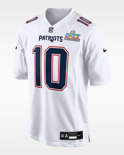 Nike Drake Maye Super Bowl White Fashion Jersey LX New England Patriots XL - SoleAna
