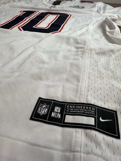 Nike Drake Maye Super Bowl White Fashion Jersey LX New England Patriots XL - SoleAna