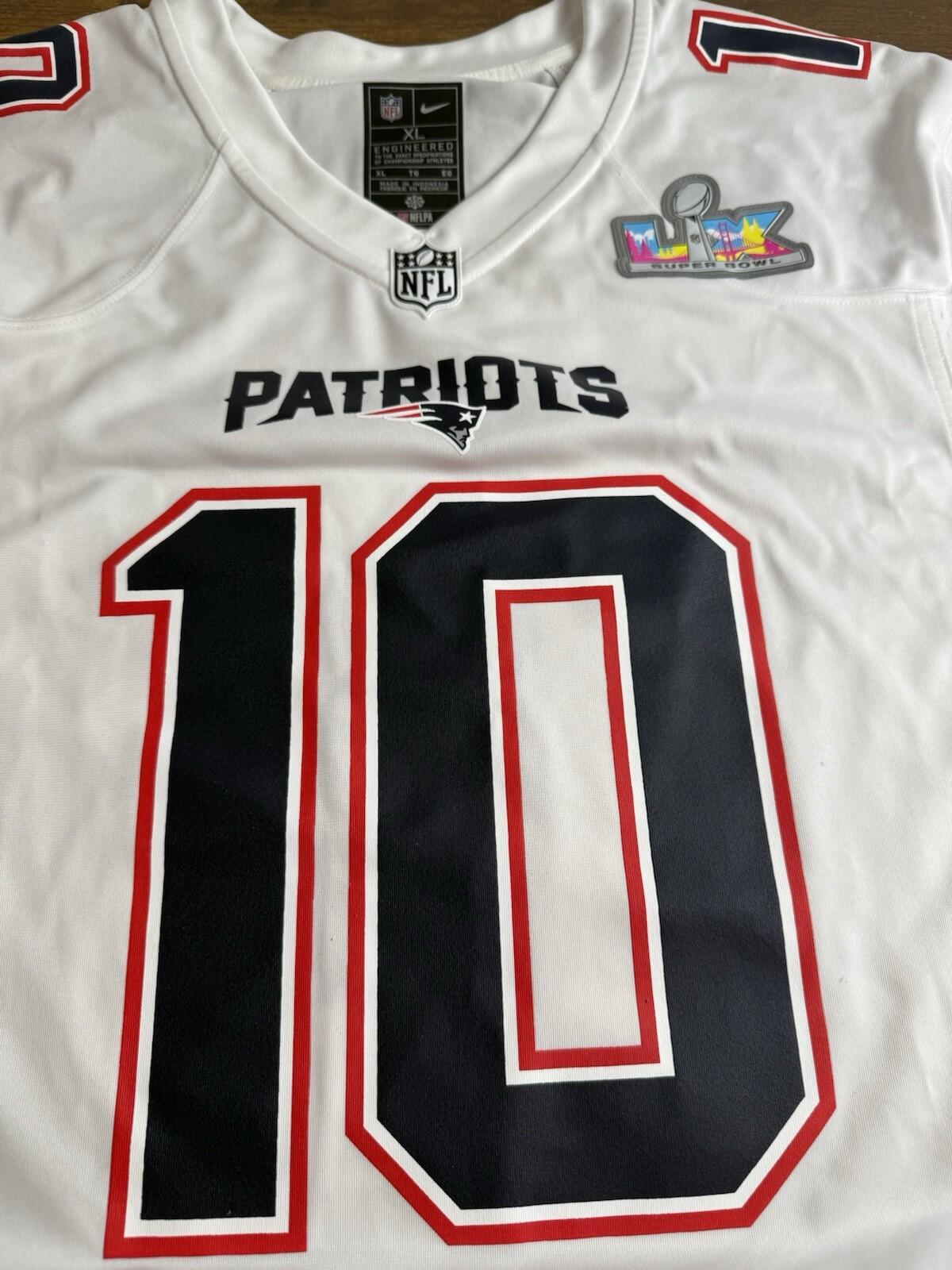 Nike Drake Maye Super Bowl White Fashion Jersey LX New England Patriots XL - SoleAna