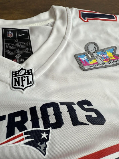 Nike Drake Maye Super Bowl White Fashion Jersey LX New England Patriots XL - SoleAna