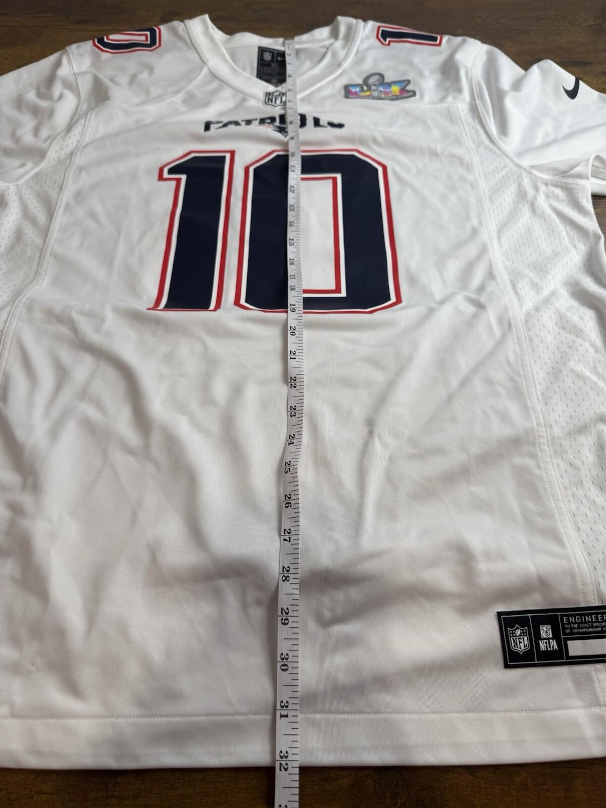 Nike Drake Maye Super Bowl White Fashion Jersey LX New England Patriots XL - SoleAna