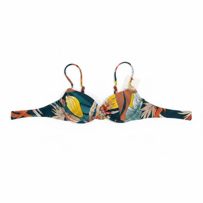NWT Calia women's S Scrunched Tie Back Bikini Top Botanical W Sea Green - SoleAna