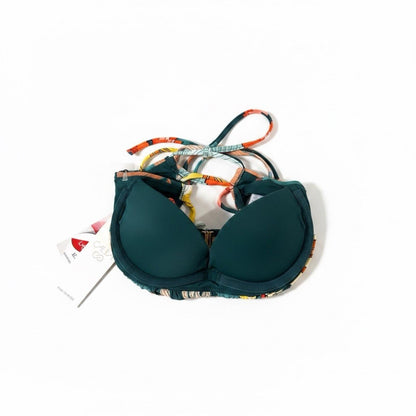 NWT Calia women's S Scrunched Tie Back Bikini Top Botanical W Sea Green - SoleAna