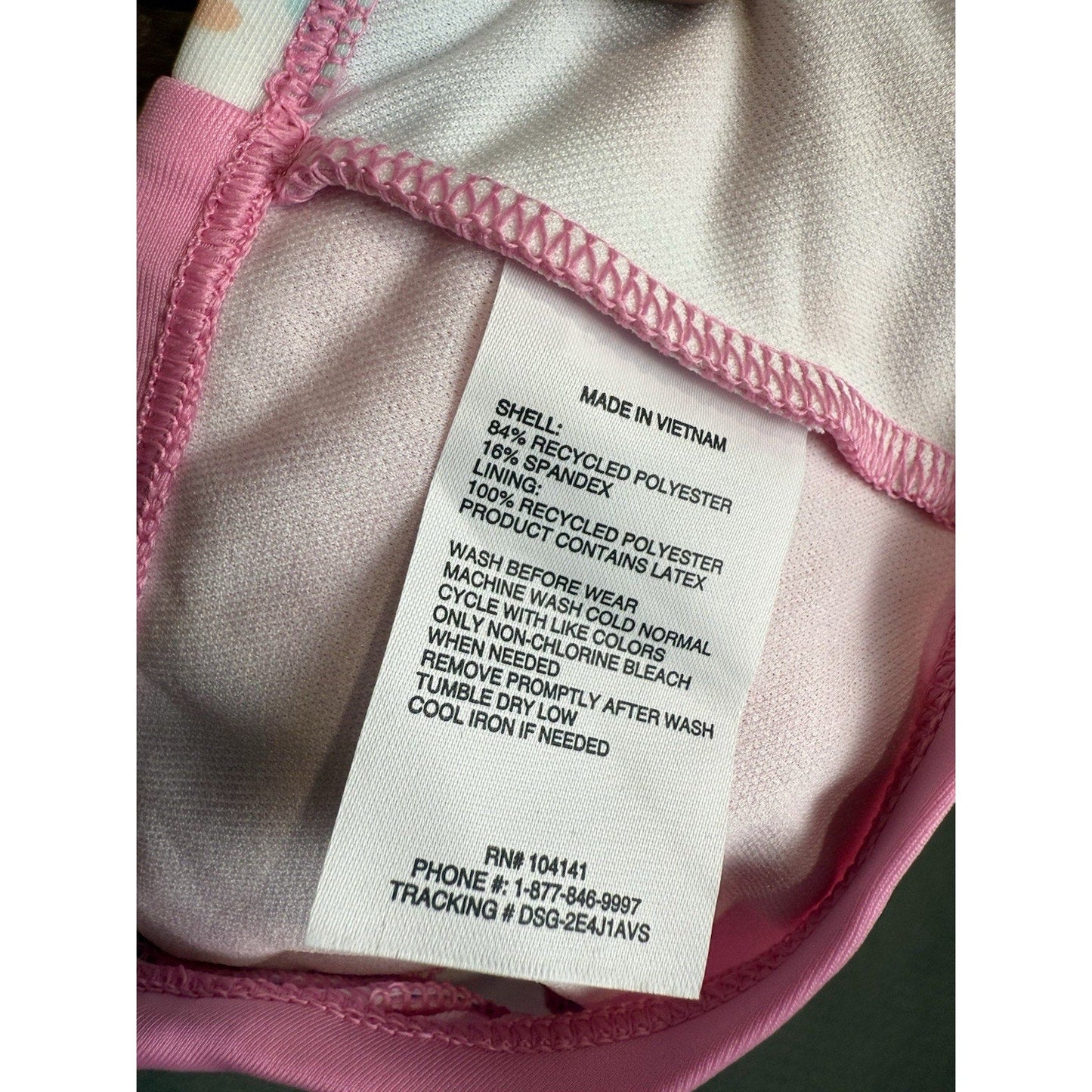NWT DSG Girls XLarge Swim High Waisted Bikini Bottom Coastal Collage Pink - SoleAna