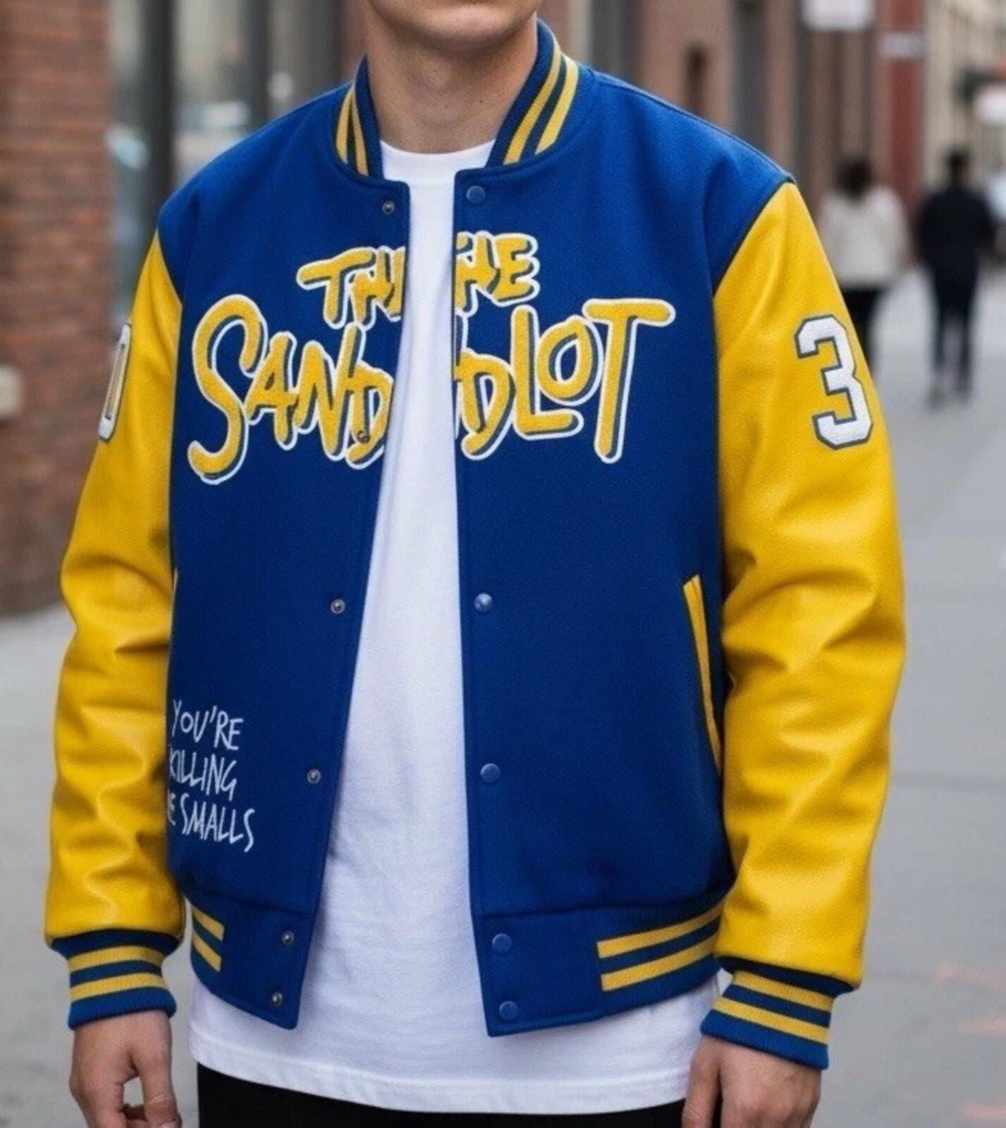 SANDLOT Benny the Jet RODRIGUEZ VARSITY JACKET (BLUE/GOLD) Men Size 2XL - SoleAna