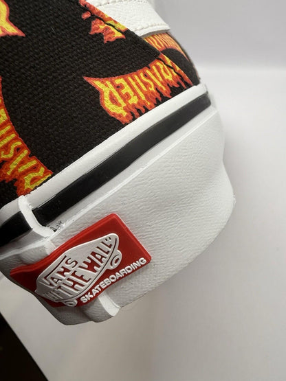 Size 9 M - Thrasher x Vans Skate Sk8- High Allover Thrasher Black With Flames - SoleAna