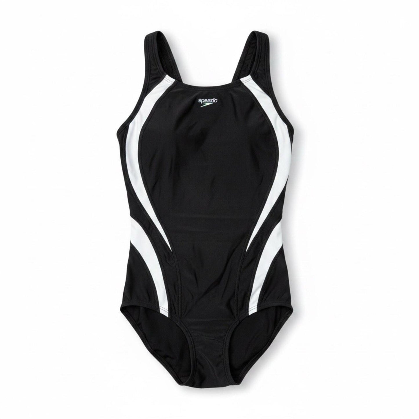 Speedo Women's Quantum Fusion Splice One Piece Swimsuit Size 8 Black / White - SoleAna