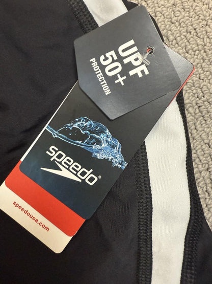 Speedo Women's Quantum Fusion Splice One Piece Swimsuit Size 8 Black / White - SoleAna