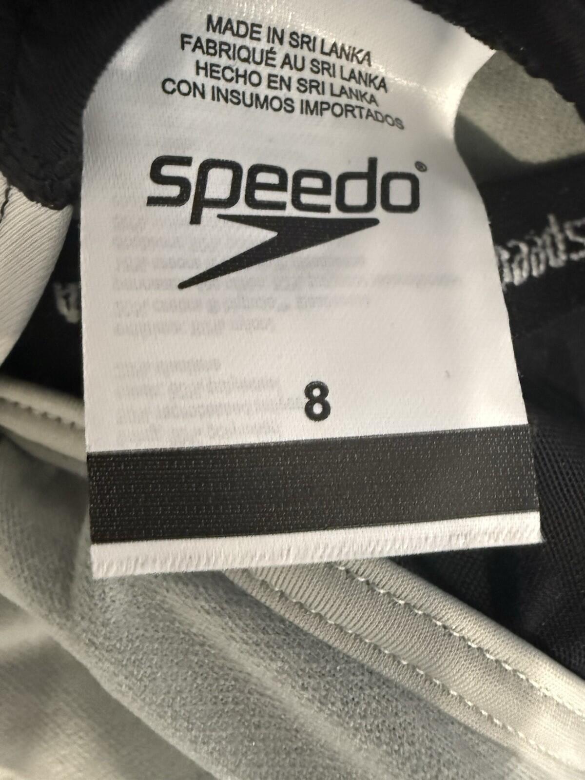 Speedo Women's Quantum Fusion Splice One Piece Swimsuit Size 8 Black / White - SoleAna