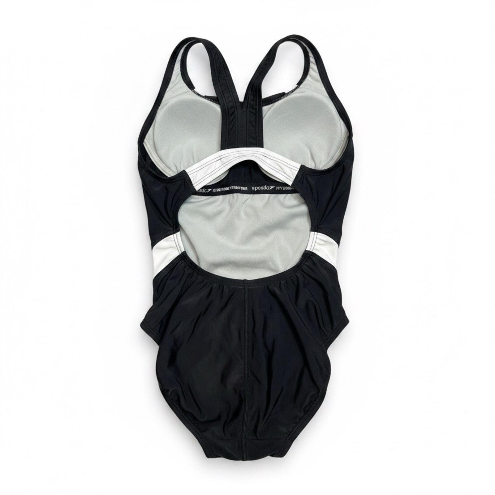 Speedo Women's Quantum Fusion Splice One Piece Swimsuit Size 8 Black / White - SoleAna