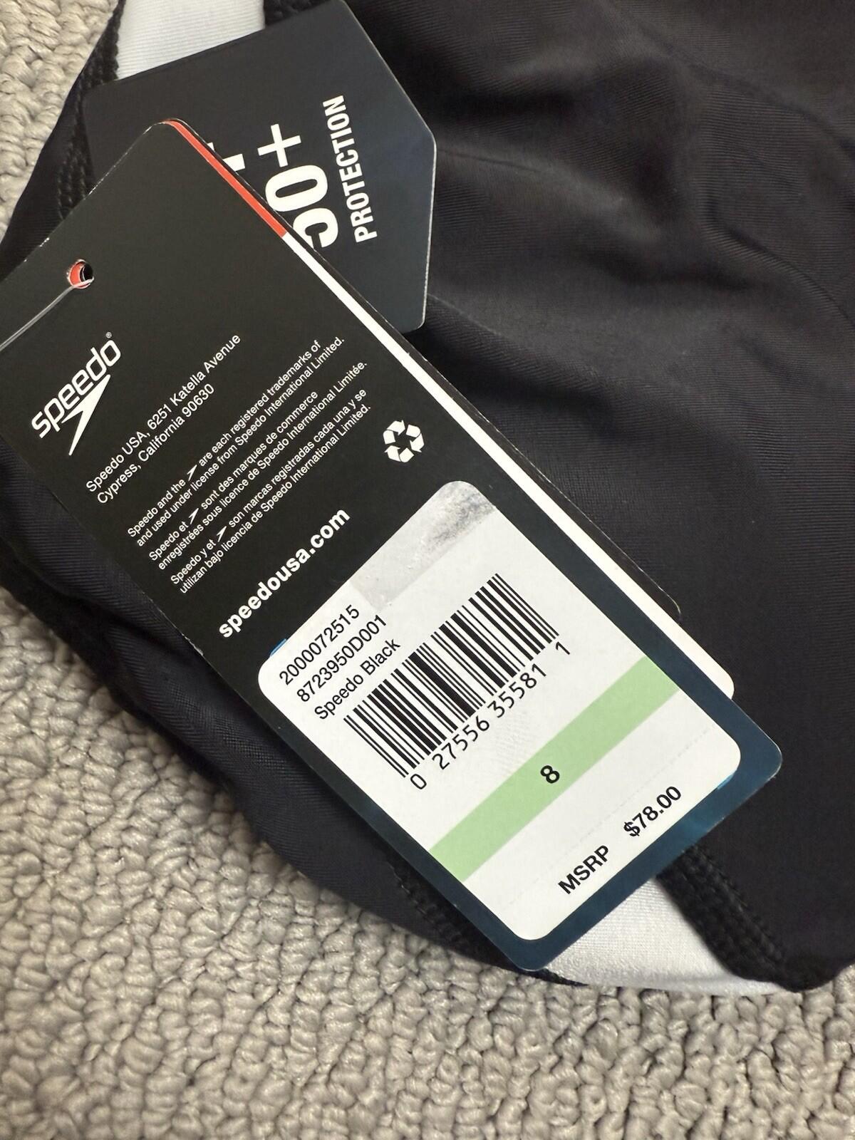 Speedo Women's Quantum Fusion Splice One Piece Swimsuit Size 8 Black / White - SoleAna