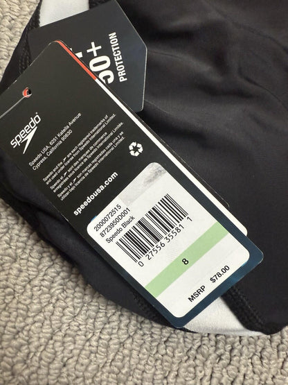 Speedo Women's Quantum Fusion Splice One Piece Swimsuit Size 8 Black / White - SoleAna