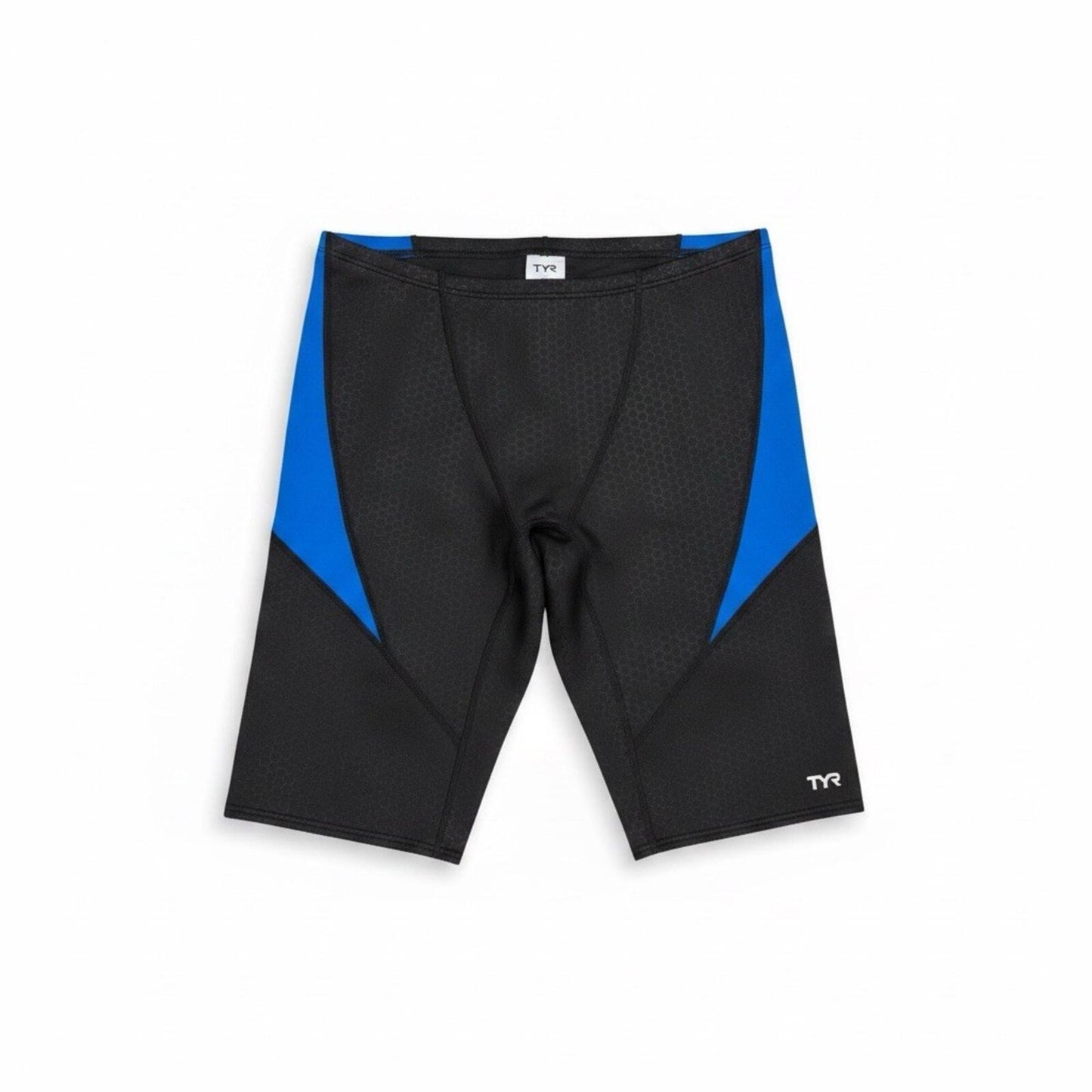 TYR Men's Hexa Curve Splice Jammer Swimsuit Shorts Black Blue Size 36 Large - SoleAna